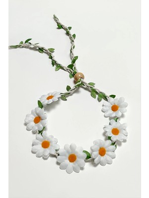 Renklime Papatya Örgülü Yapraklı Taç