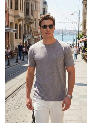 Buratti Pamuklu Regular Fit Çizgili Bisiklet Yaka T Shirt Erkek T Shirt 5904030