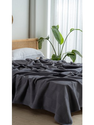 Kare Desenli Waffle Pike Yatak Örtüsü - %100 Pamuk, Modern Geometrik Dokuma, Nefes Alan Yumuşak Dokulu Pike (Tek ve Çift Kişilik)