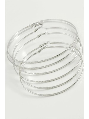 Renklime Zincir Desenli Metal Halka Küpe 6 Adet