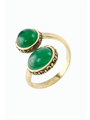 Renklime Oval Yuvarlak Doğaltaşlı Otantik Yüzük