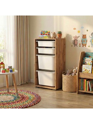 Moniev Kids 4 Sepetli Dolap Çok Amaçlı Dolap Oyuncak Dolabı MNV2601_4