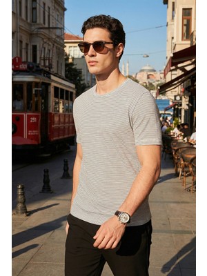 Buratti Pamuklu Regular Fit Çizgili Bisiklet Yaka T Shirt Erkek T Shirt 5904030