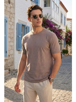 Buratti Pamuklu Regular Fit Çizgili Bisiklet Yaka T Shirt Erkek T Shirt 5904030