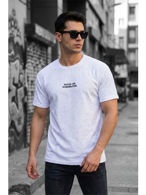 Oksit Focus On Özel Dokulu Buklet Kumaş Baskı Detaylı Erkek Tişört