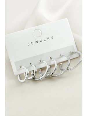 Renklime 6 Adet Ezme Trend Halka Küpe 1,5-2-2,5 cm