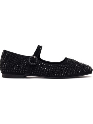 Derimod Kadın Siyah Taşlı Deri Babet 26PFD1800TS