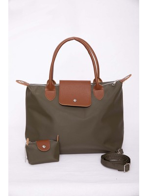 DMC Fermuarlı Kapaklı El & Omuz Çantası Haki