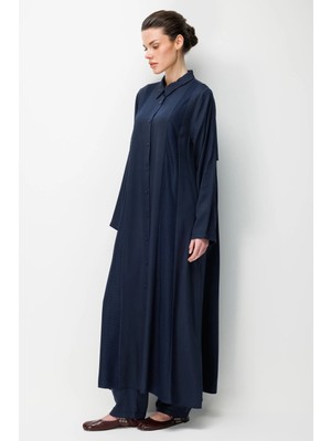 Micca %100 Doğal Lyocel Dökümlü Soft Hissiyat File Garni Aller Pelerin Maxi Tunik-Laci