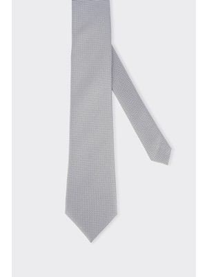 White Stone Gri Kuş Gözü Desenli Kravat