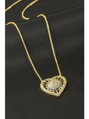 Renklime Kalp Zirkon Taşlı Kolye