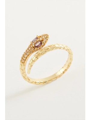 Renklime Yılan Zirkon Taşlı Yüzük