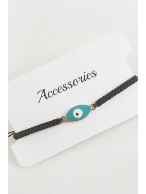 Renklime Oval Nazar Makrome Örgülü Bileklik