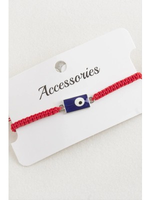 Renklime Dikdörtgen Nazar Makrome Örgülü Bileklik