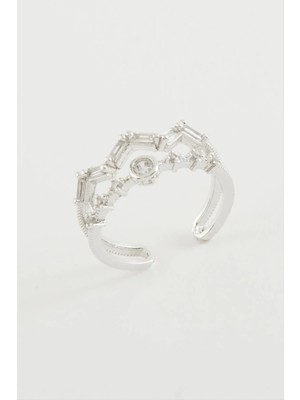 Renklime Zikzak Zirkon Taşlı Yüzük