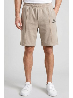 Tommy Life Bej Oversize Fit Basic Ön Dikiş Detaylı Erkek Şort - 81283