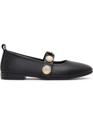 Derimod Kadın Siyah Taşlı Deri Babet 26PFD350718