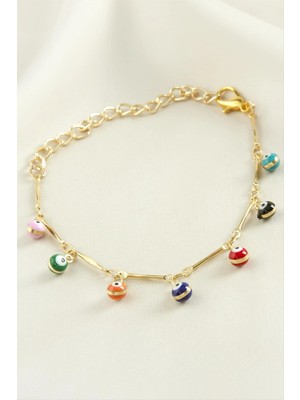 Renklime Top Nazar Boncuk Mineli Bileklik