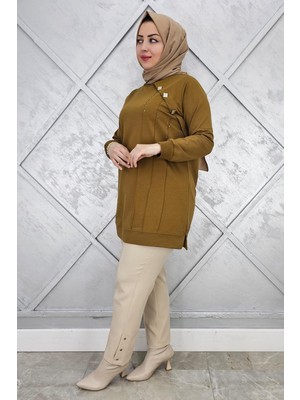 Pys Giyim Kadın Taş ve Düğme Detaylı Tesettür Tunik