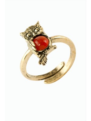 Renklime Baykuş Doğaltaşlı Otantik Yüzük