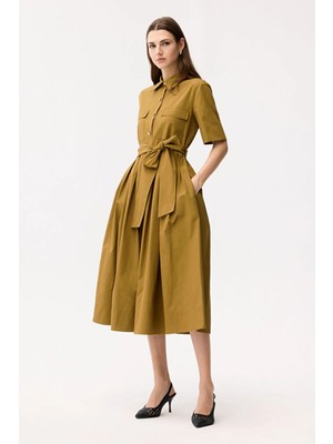 Adl Kuşaklı Gömlek Elbise Haki 12446410000
