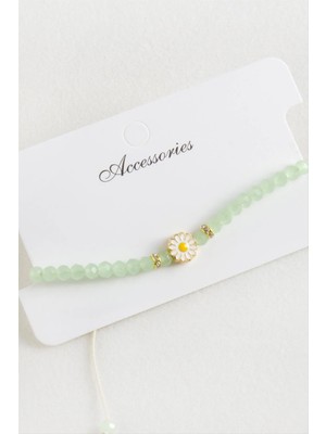 Renklime Papatya Kristal Makrome Ip Bileklik