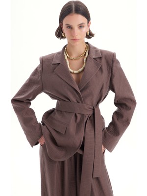Mai Arisa Kemer Detay Kahve Blazer Ceket