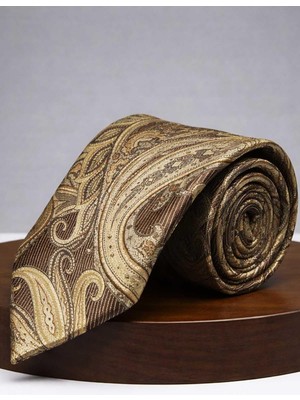 Kravatkolik Bej - Kahve Şal Kravat