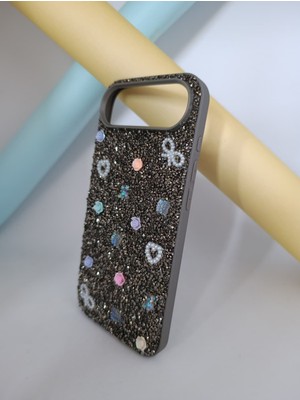 Iphone 17 Air Kılıf Taşlı Gül Desenli