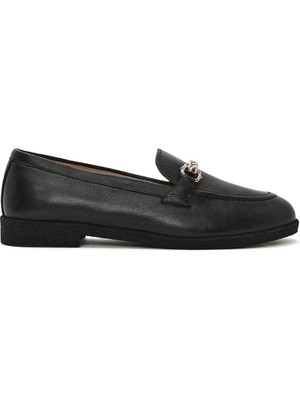 Derimod Kadın Siyah Tokalı Deri Loafer 26PFD510218