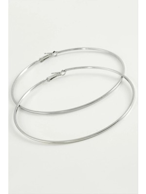 Renklime Ezme Çizgili Metal Halka Küpe 8-9-10 cm