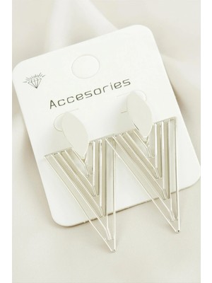 Renklime Üçgen Trend Metal Küpe