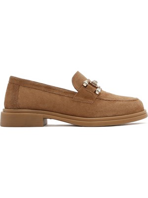 Derimod Kadın Taba Taşlı Süet Deri Maskülen Loafer 26PFD510010