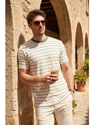 Buratti Pamuklu Regular Fit Çizgili Bisiklet Yaka T Shirt Erkek T Shirt 5904039