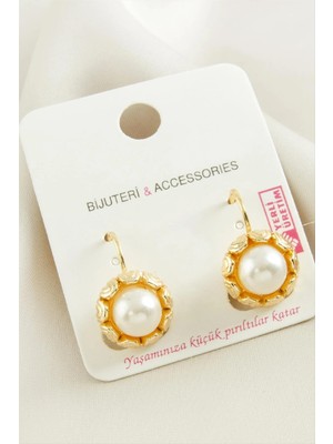 Renklime Çiçek Inci Metal Küpe