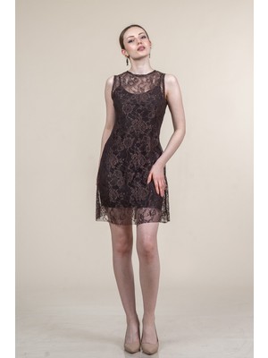 MissVina Sıfır Kol Mini Tül Dantel Elbise 50374