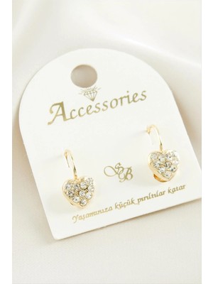 Renklime Kalp Taşlı Küpe