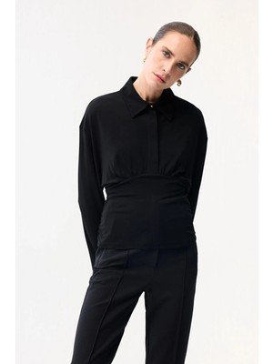 Adl Büzgü Detaylı Bluz Siyah 11545875000