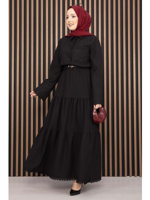 Asm Fistolu Gömlek Etek İkili Takım Siyah