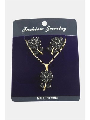 Renklime Papatya Zirkon Taşlı Set Kolye