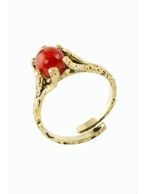 Renklime Yuvarlak Doğaltaşlı Otantik Yüzük