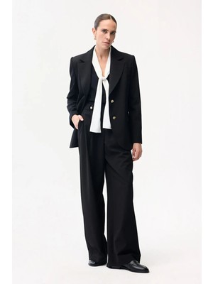 Adl Pile Detaylı Pantolon Siyah 15346221000