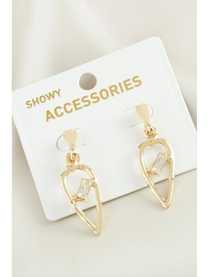 Renklime Kalp Yeni Sezon Taşlı Küpe