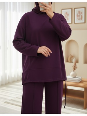 Modamorfo Eteği Bağcıklı Arkası Uzun Oysho Takım -Mürdüm