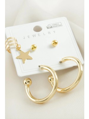 Renklime 5 Adet Yıldız Boru Halka Küpe 2,5 cm