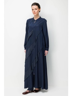 Micca %100 Doğal Lyocell Dökümlü Soft Hissiyat Ara Aller Volanlı Detay Ferace-Laci