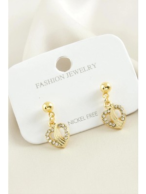 Renklime Kalp Taşlı Küpe