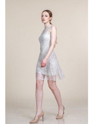 MissVina Sıfır Kol Mini Tül Dantel Elbise 50374