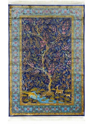 Kilim Co. Hayat Ağacı ve Geyik Tasvirli Bambu Halı