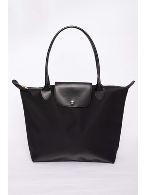 DMC Deri Kapaklı El & Omuz Çantası Siyah